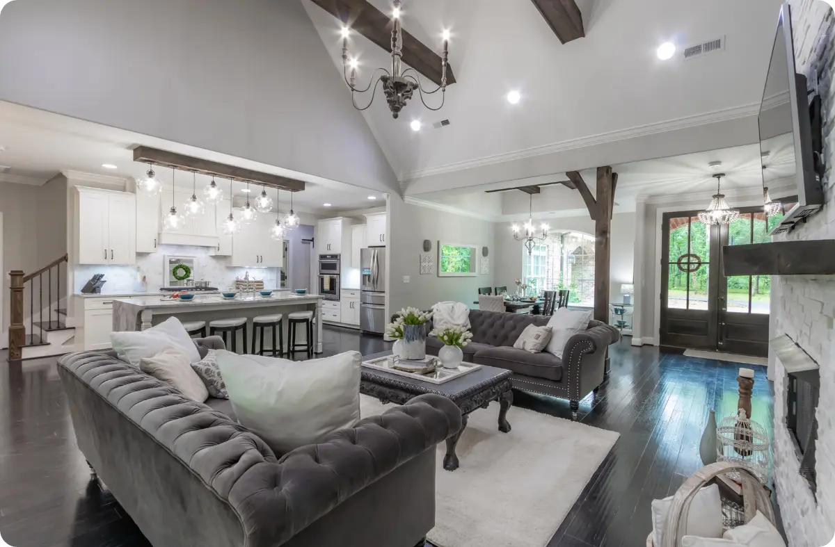 Home addition with expanded open-concept living and kitchen space in Keller, TX